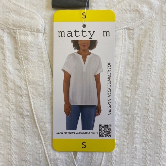 Matty M Ladies' Cotton Popover Top, Off-White/Ivory, Tunic Length, Small NWT - Picture 4 of 12